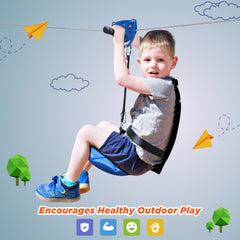 100FT/30M Long Zip Line Kit Kids Playground Backyard Zipline with Seat, Safety Belt