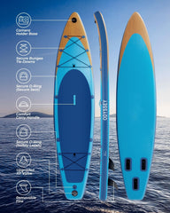 KLOKICK 12FT Premium Inflatable SUP with ELECTRONIC Air Pump, Fin, Leash, Paddle (12' x 32'' x 6'')