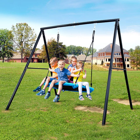 Kids Metal Swing Set Heavy Duty A-frame with 40" PVC Coated Tree Swing