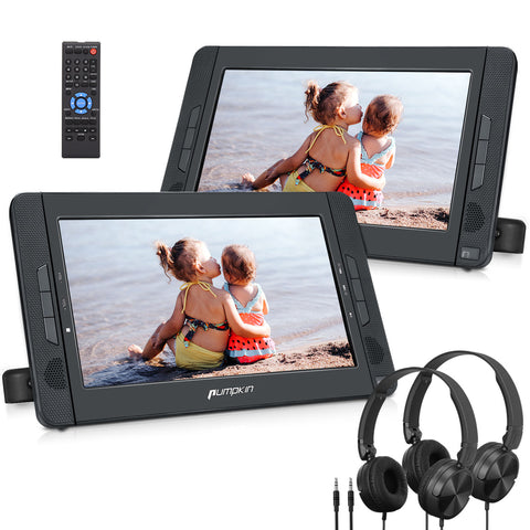 10.1" Dual Screen Portable DVD Player for Car with HDMI Input, Headrest Video Player with Headphones and Mounting Bracket, 5-Hour Rechargeable Battery