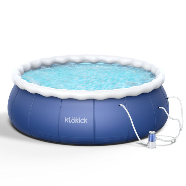 Klokick 15ft x 36in Easy Set Swimming Pool with 1000 GPH Filter Pump for 8 Kids & Adults