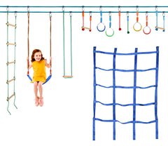 50ft/15M Ninja Warrior Obstacle Course for Kids, Ninja Slackline (Double Line Design)