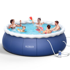 Klokick 15ft x 36in Easy Set Swimming Pool with 1000 GPH Filter Pump for 8 Kids & Adults