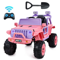 Larger Wheels Kids Electric Ride On Car with 12V Powerful Battery and Remote Control - Pink