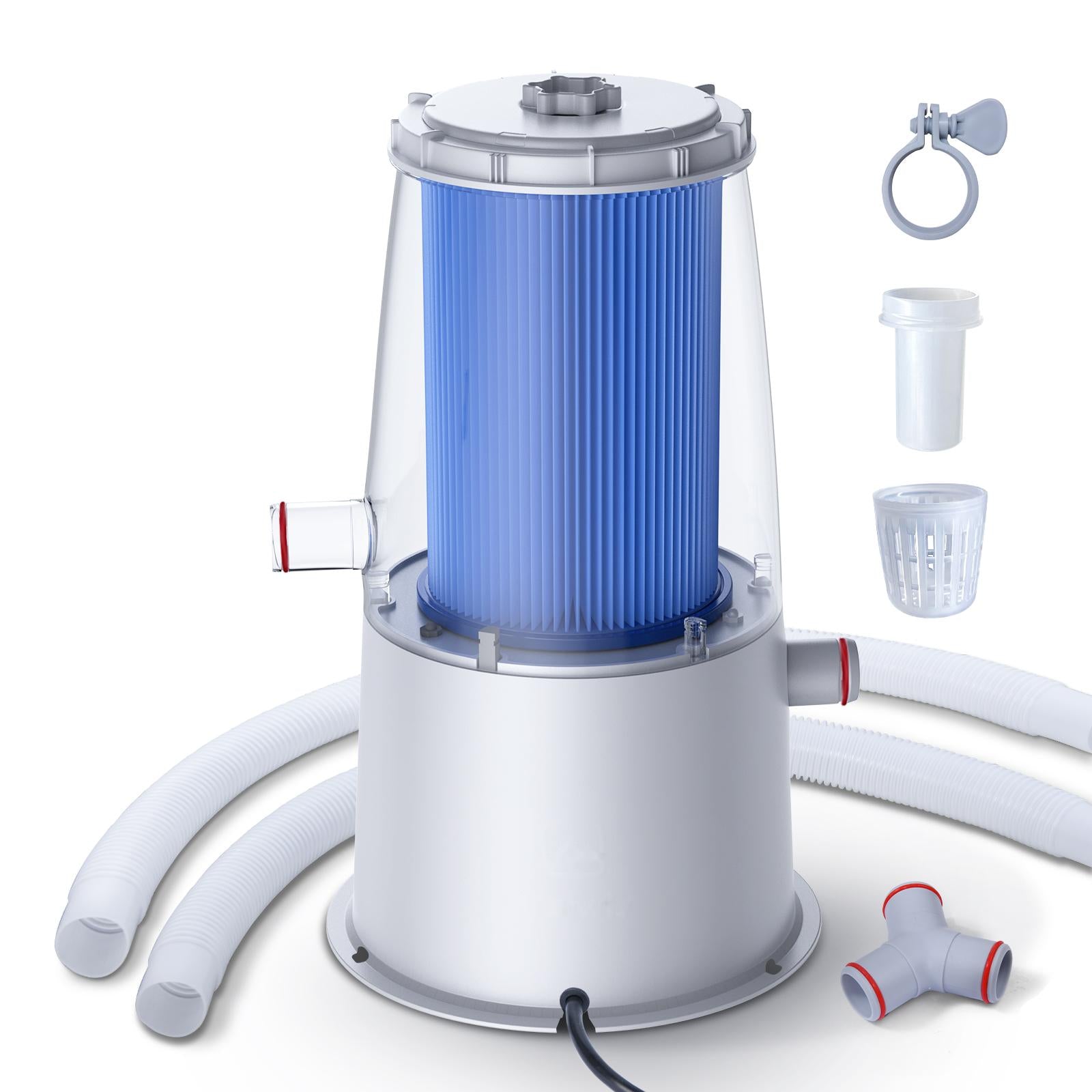 1000 GPH Transparent Pool Filter Pump for Above Ground Pool, Compatible ...