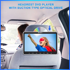 Pumpkin 10.1” Dual Headrest DVD Players for Car with Headphones, 2 Mount Brackets HDMI Input Region Free Last Memory