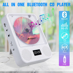 Pumpkin Portable CD Player with Dual Stereo Speakers, Rechargeable CD Player with Anti-Skip Protection, Walkman CD Player with AUX Cable and Headphone