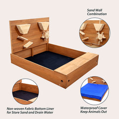 4ft*4ft Kids Wooden Sandbox for 2-3 children