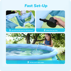 12ft x 30in Easy Set Top Ring Pool, Family Inflatable Swimming Pool with Cover for 6 kids & Adults