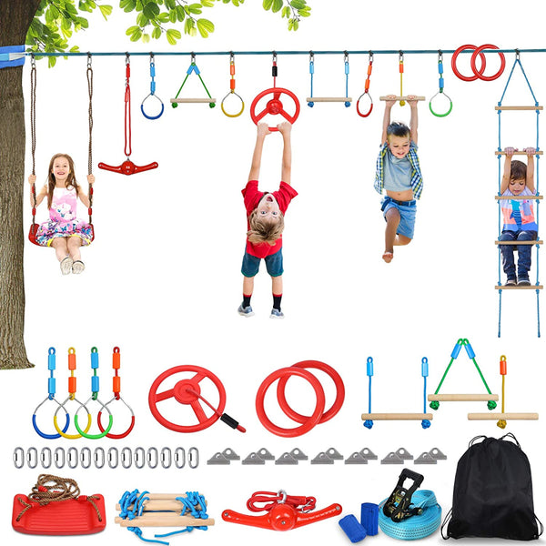 55FT Ninja Obstacle Course Set for Kids Adults Family Yard Garden Outdoor Fun