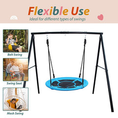 Kids Metal Swing Set Heavy Duty A-frame with 40" PVC Coated Tree Swing