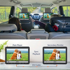 10.1" Dual Screen Portable Car DVD Player with headphones,HDMI Input Sync Playing Last Memory Region Free