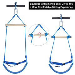 120FT Zip Line Kit for Kids and Adults with Cable Tensioning Kits, Spring Brake