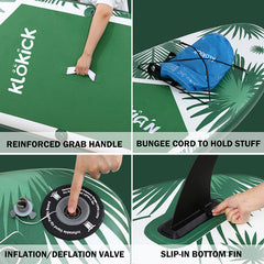 KLOKICK 11FT Inflatable Stand Up Paddle Board 6" Thick with Complete Accessories