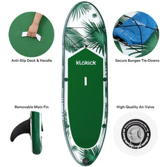 KLOKICK 11FT Inflatable Stand Up Paddle Board 6" Thick with Complete Accessories