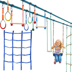 50ft/15M Ninja Warrior Obstacle Course for Kids, Ninja Slackline (Double Line Design)