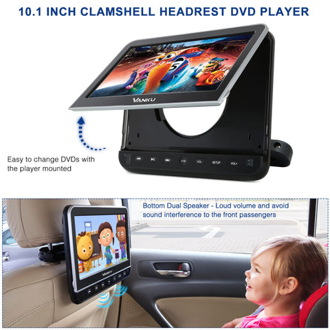 Pumpkin 10.1 Inches 1080P Car DVD Player Break-Point Memory Function with Headphone