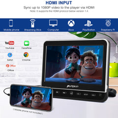 Pumpkin 10.1" Dual Screen Portable Headrest DVD Player with Remote Controls and 2 Headrest Bracket, Headphones, Supports HDMI, USB Port, SD Card Slot