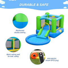 Inflatable Bounce House With Slide, Pool