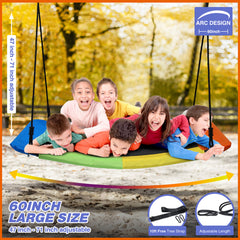 KLOKICK 700lb Giant 60" Platform Tree Swing with 2 Hanging Straps for 6 Kids, 3 Adults Textilene Wear- Resistant