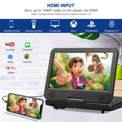 Pumpkin 10.1'' Portable DVD Player with Bag, HDMI Input, AV Out, 2500mAh Battery, Region Free, Last Memory