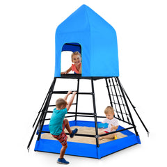 KLOKICK Outdoor Dome Climber Frame with Sandbox Playmat and Tent for 3-12 Years