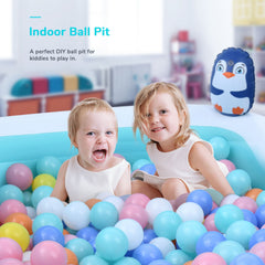 KLOKICK 90" x 97" x 21" Inflatable Family Lounge Pool with Sprinkler, Seat for Kids, Blue