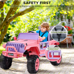 Larger Wheels Kids Electric Ride On Car with 12V Powerful Battery and Remote Control - Pink