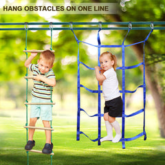 50ft/15M Ninja Warrior Obstacle Course for Kids, Ninja Slackline (Double Line Design)