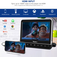 Pumpkin 10.1 Inches 1080P Car DVD Player Break-Point Memory Function with Headphone