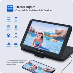 Pumpkin 15.4" Portable Blu-Ray DVD Player Swivel Display Screen 1920X1080 Dolby, HDMI AV-Out USB SD