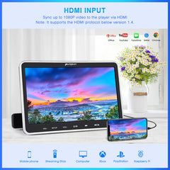 Pumpkin 10.1” Dual Headrest DVD Players for Car with Headphones, 2 Mount Brackets HDMI Input Region Free Last Memory
