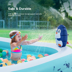 KLOKICK 90" x 97" x 21" Inflatable Family Lounge Pool with Sprinkler, Seat for Kids, Blue