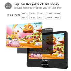 Pumpkin 12'' Dual Screen Portable DVD Player for Car, Last Memory , Supports USB/SD Card