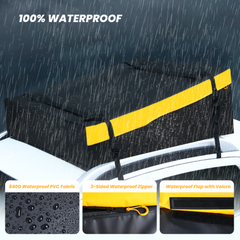 Pumpkin Car Roof Bag Waterproof, 16 Cubic Feet Cargo Carrier, with Straps and Door Hooks, Yellow