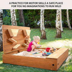 4ft*4ft Kids Wooden Sandbox for 2-3 children