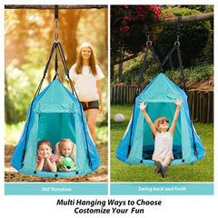 40" Round Saucer Swing With Tent 700lbs for Kids - klokick