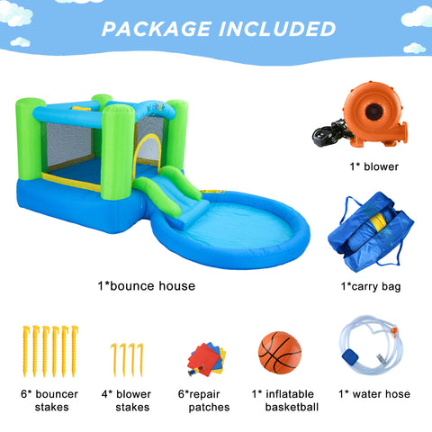 Inflatable Bounce House With Slide, Pool