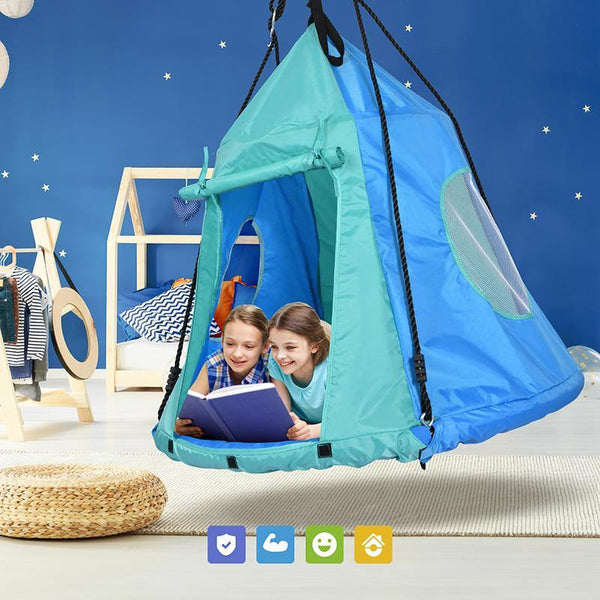 40" Round Saucer Swing With Tent 700lbs for Kids - klokick