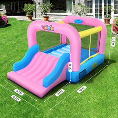 KLOKICK Pink Inflatable Bounce House with Blower & Wide Slide for 3-10 yrs Kids, 12' x 8'2'' x 6.2'' Bouncer w/ Large Bounce Area and Basket Ball Hoop, 300 LBS Capacity