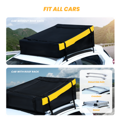 Pumpkin Car Roof Bag Waterproof, 16 Cubic Feet Cargo Carrier, with Straps and Door Hooks, Yellow