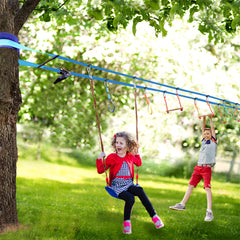 50ft/15M Ninja Warrior Obstacle Course for Kids, Ninja Slackline (Double Line Design)