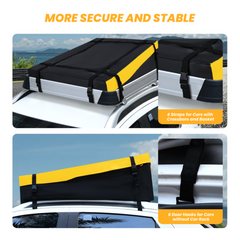 Pumpkin Car Roof Bag Waterproof, 16 Cubic Feet Cargo Carrier, with Straps and Door Hooks, Yellow