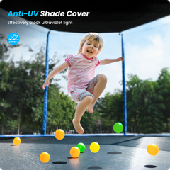 KLOKICK 12ft Trampoline for Kids with Enclosure Net, Detachable Canopy, Galvanized Ladder
