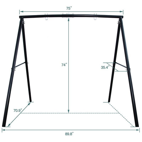 Kids Metal Swing Set Heavy Duty A-frame with 40" PVC Coated Tree Swing