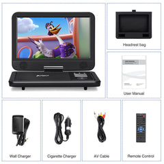 Pumpkin 10.1'' Portable DVD Player with Bag, HDMI Input, AV Out, 2500mAh Battery, Region Free, Last Memory