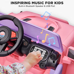 Larger Wheels Kids Electric Ride On Car with 12V Powerful Battery and Remote Control - Pink