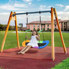 KLOKICK 48" 500lb Outdoor Saucer Tree Swing Surf for Kids Adjustable Swing Set with Handle Colorful 900D Oxford