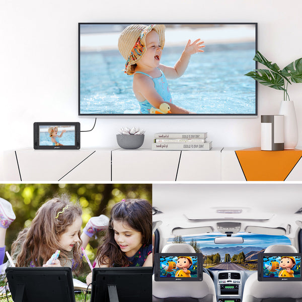 10.1" Dual Screen Portable DVD Player for Car with HDMI Input, Headrest ...