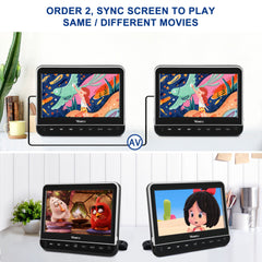 Pumpkin 10.1 Inches 1080P Car DVD Player Break-Point Memory Function with Headphone